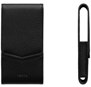 CASE MADE OF BLACK LEATHER WITH HINGED V-VALVE