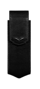 VERTICAL CASE BLACK LEATHER LIZARD, WITH BLACK PVD