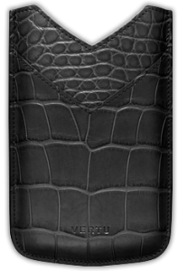 Vertical case black alligator leather