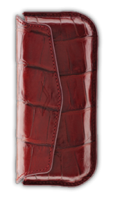 Horizontal case Burgundy calf leather with crocodile print