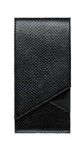 CASE WITH HINGED FLAP LEATHER KARUNG COLOR "BLACK CAVIAR"