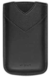 Vertical case black calfskin with flap and button