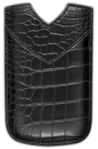 Vertical case for Vertu Touch of black alligator leather