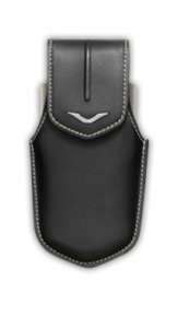 Vertical case in black saddle leather