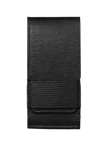 CASE WITH HINGED FLAP OF SKIN LIZARDS COAL-BLACK COLOR