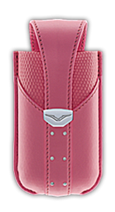 Vertical case pink calf leather uppers, embossed under the skin of a lizard