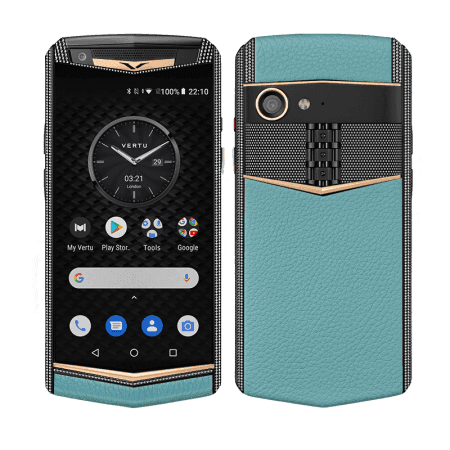 ASTER P Yellow Gold with Diamonds Calf Powder Blue