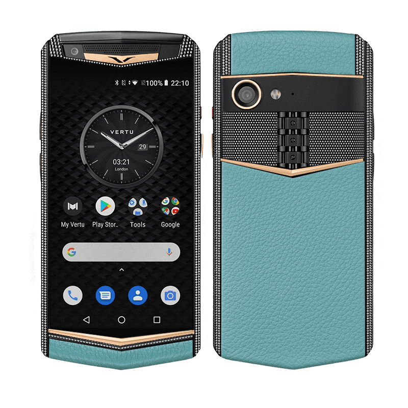 ASTER P Yellow Gold with Diamonds Calf Powder Blue