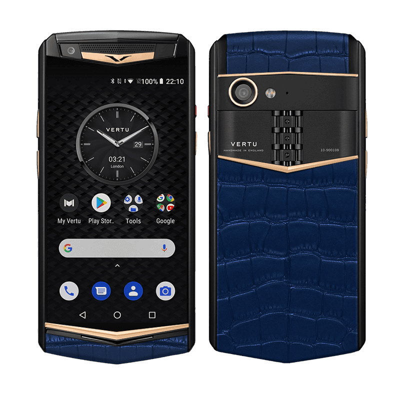 ASTER P Yellow Gold Alligator Navy Blue