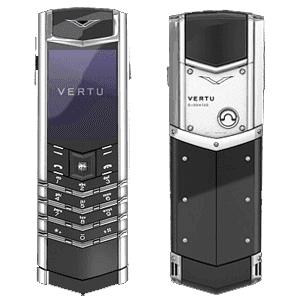 Vertu Signature S Design Платина, задняя панель из черной керамики, кнопка из бриллианта