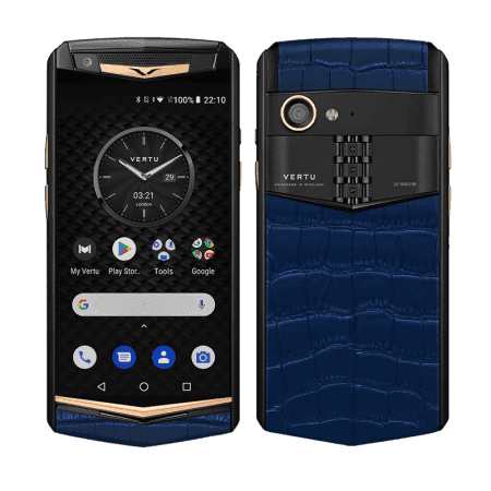 ASTER P Yellow Gold Pure Alligator Navy Blue