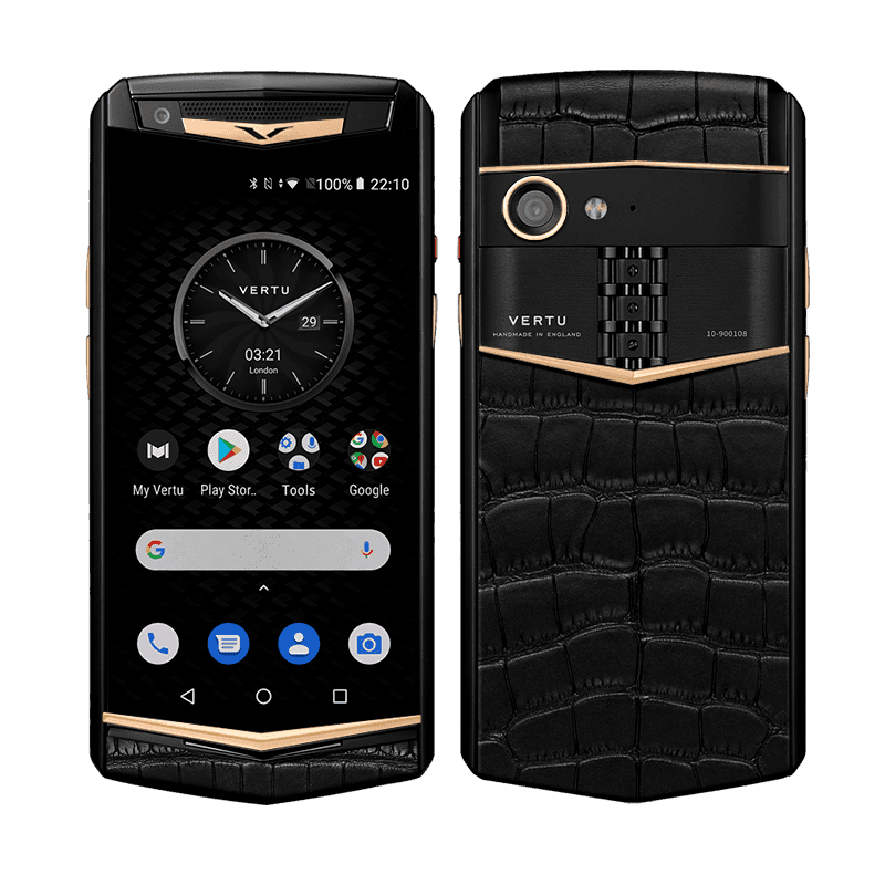 ASTER P Yellow Gold Alligator Matt Black