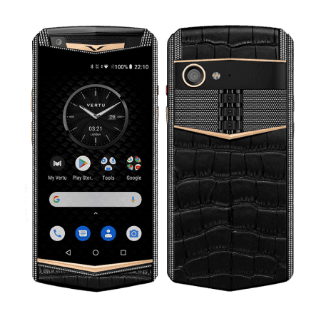 ASTER P Yellow Gold with Diamonds Alligator Matt Black