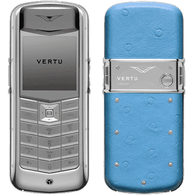 Vertu Constellation Полированная нержавеющая сталь, страусиная кожа цвета морской волны