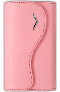 Горизонтальный футляр Vertu Ayxta из розовой телячьей кожи с логотипом «V» из нержавеющей стали